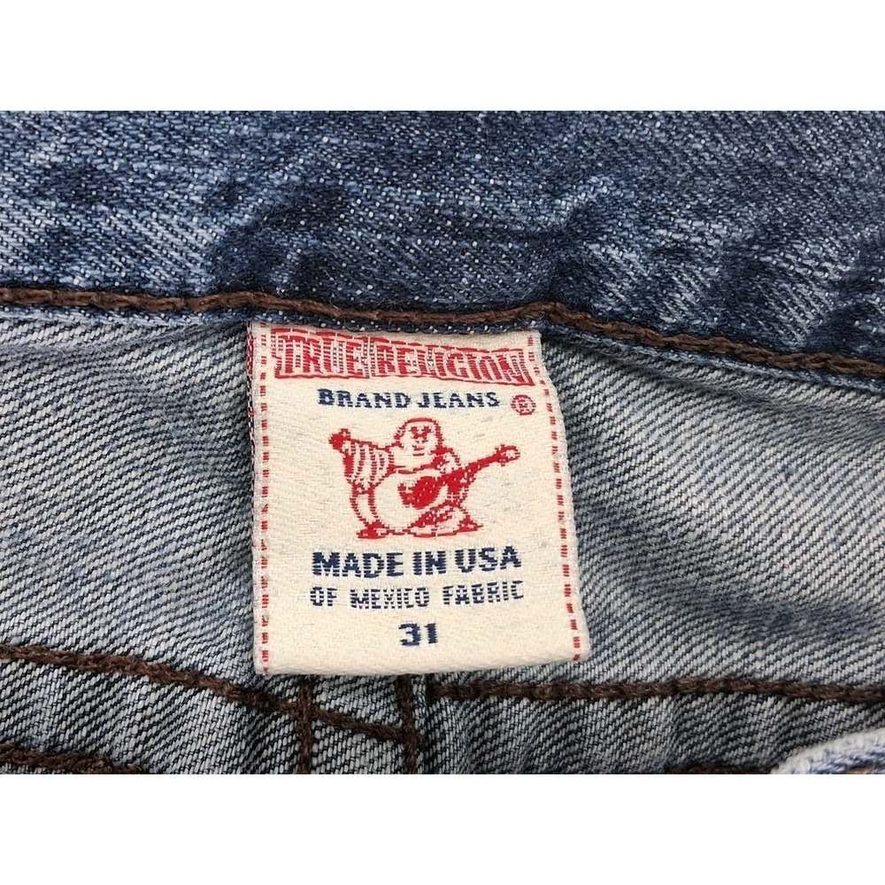 True Religion Bobby Jeans Mens 31x31 Blue Medium Wash Straight Made USA Denim - Picture 5 of 9